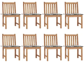 vidaXL Tuinstoelen 8 st met kussens massief teakhout
