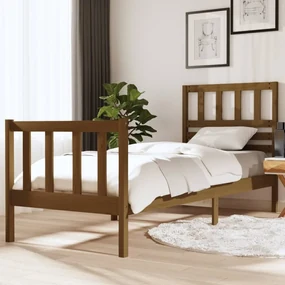 vidaXL Bedframe massief hout honingbruin 75x190 cm 2FT6 small single