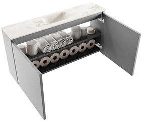 Mondiaz Ture DLux toiletmeubel 100cm plata met wastafel frappe midden zonder kraangat