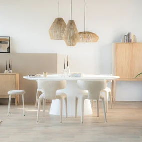 Eleonora Elin Ovale Eettafel Wit 200 Cm Magnesium Oxide - 200 X 110cm.