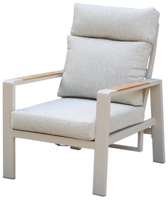 Ripasso verstelbare lounge tuinstoel latte zand aluminium teak