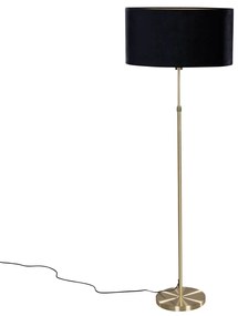 Vloerlamp goud met ovale velours kap zwart 50 cm - Parte