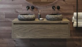 Gliss Design Ares badmeubel 120cm castle brown met rivierstenen waskommen