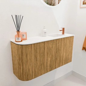 Mondiaz Joya 80cm toiletmeubel ronding links oak met wastafel faye rechts 1 kraangat talc