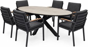 Salvador Costa Rica dining tuinset 220x115xH75 cm 7 delig antraciet polywood