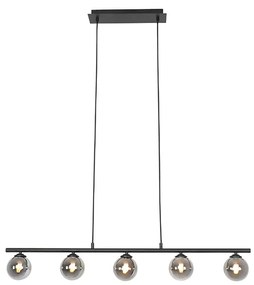 Moderne hanglamp zwart 100 cm 5-lichts met smoke glas - Athens