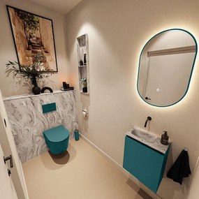 MONDIAZ TURE-DLUX 40cm toiletmeubel Smag. EDEN wastafel Glace positie links. Zonder kraangat. TUREDX40SMAL0GLA