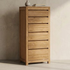Tower Living Ladekast Teakhout Met 6 Lades Corona - 60x46x130cm.