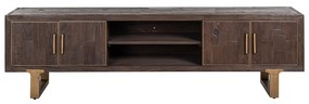 Richmond Interiors Cromford Mill Tv-meubel Donker Hout Brushed Gold - 200x45x56cm.