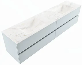 Mondiaz Vica DLux badmeubel 200cm clay 4 lades met wastafel ostra dubbel 2 kraangaten