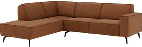 Goossens Hoekbank Hercules bruin, microvezel, 2,5-zits, modern design met ligelement links