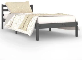 vidaXL Bedframe massief grenenhout grijs 90x200 cm