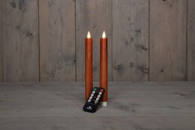 Anna's Collection - Led dinerkaars - koper - H 23cm - set van 2 stuks - met afstandsbediening