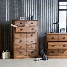 Hoge ladekast, massief dennenhout, 6 lades, Lindley