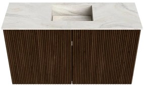 Mondiaz Joya DLux 70cm toiletmeubel walnut met wastafel faye midden 1 kraangat ostra