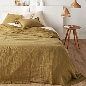 Beddensprei in gewassen linnen, Linange