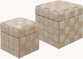 Fluwelen poefs Weave met opbergruimte, 2-delig