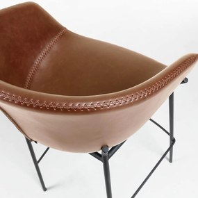Kave Home Yvette Moderne Barkruk Bruin Leer - Laag
