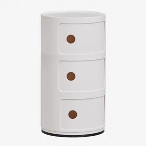 Ronde Bijzettafel Met Planken Babel Gebroken Wit & 3 Lades - Sklum