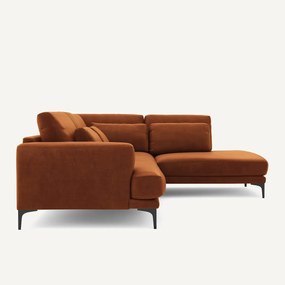 Linkse hoekbank met leuning in fluweel, Marsile