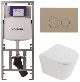 QeramiQ Dely Toiletset - 36.3x51.7cm - diepspoel - rimless - Geberit UP320 inbouwreservoir - softclose toilet zitting 35 mm - bedieningsplaat taupe - ronde knoppen - mat wit SW1026254/SW1000767/0701131/SW1102378