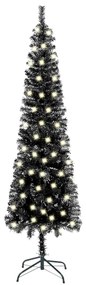 vidaXL Kerstboom met LED's smal 120 cm zwart