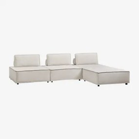 3-delige Modulaire Bank En Poef In Vermont-stof Stof Crème Beige - Sklum