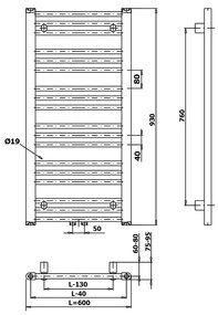 Bruckner Albrecht handdoekradiator 60x93cm 400W wit