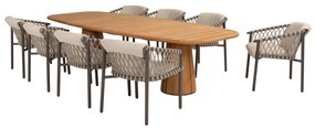 Capri Allora dining tuinset 280x110xH75 cm 9 delig teak terre 4 Seasons Outdoor