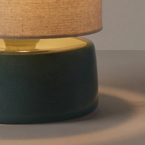 Tafellamp van keramiek en linnen, hoogte 25 cm, Amaga