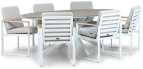 Tuinset 6 personen 220 cm Aluminium/Aluminium/polywood Wit Santika Furniture Soray