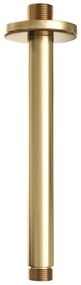 Brauer Stripe inbouw regendouche rond met 25cm hoofddouche, rond met plafondarm, glijstang en staafhanddouche set 45 messing geborsteld PVD