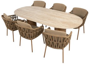4 Seasons Outdoor Biarritz tuinset amber met Colorado tafel 240 cm Tuinstoel   beige weerbestendig