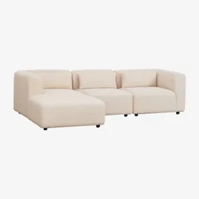 Fogler 3-delige Modulaire Chaise Longue-bank Links Chenille Crème Beige - Sklum