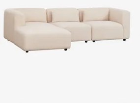 Linker Modulaire Chaise Longue Bank Van 3 Delen Fogler Teddystof Crème Beige - Sklum