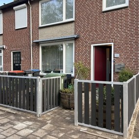 Tuinhek antraciet composiet Design met blank aluminium frame (180 x 100 cm)