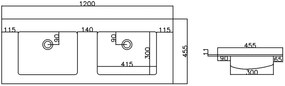 Sanigoods Maisy badmeubel ribbelfront 120cm eiken met solid surface wastafel zonder kraangaten wit mat