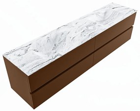 Mondiaz Vica DLux badmeubel 200cm rust 4 lades met wastafel glace dubbel zonder kraangat