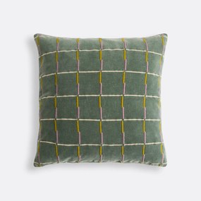 Vierkante kussenhoes, geborduurd katoenfluweel, JANAE