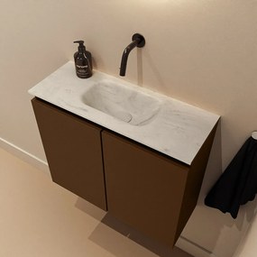 Mondiaz Ture DLux toiletmeubel 60cm rust met wastafel opalo midden zonder kraangat