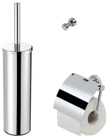 Geesa Nemox Toiletaccessoireset - Toiletborstel met houder - Toiletrolhouder met klep - Handdoekhaak - Chroom 91650002115