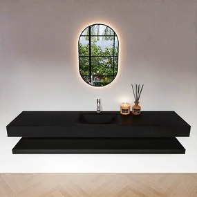 Zaro Alan badmeubel 190cm met planchet urban en vrijhangende wastafel cloud midden 1 kraangat urban