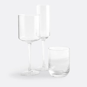 Set van 6 champagneglazen in geribbeld glas, Stria