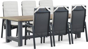Tuinset 6 personen 260 cm Aluminium Grijs Lifestyle Garden Furniture Vivaro/San