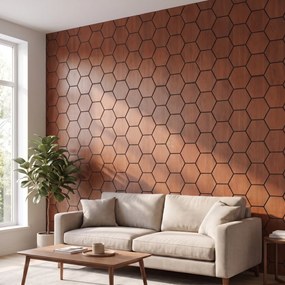 Hexagon Panel Gerookt Eiken 81CM | Akoestisch | Wanddecor | Zeshoekig
