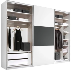 Goossens Kledingkast Seattle Completo, 298 cm breed, 222 cm hoog, 3x 2 paneel schuifdeur met middenband
