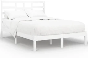 vidaXL Bedframe massief hout wit 150x200 cm 5FT King Size