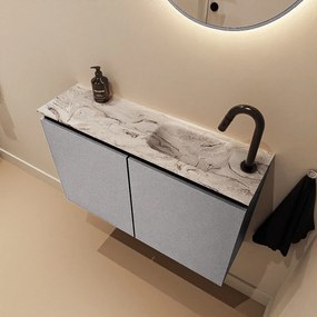 Mondiaz Ture DLux toiletmeubel 80cm plata met wastafel glace rechts met kraangat