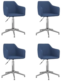vidaXL Eetkamerstoelen draaibaar 4 st stof blauw