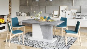 NOBLE NOIR Millenium Beton/Wit mat – uitschuifbare tafel tot 218 cm, voor 8, 10 personen.